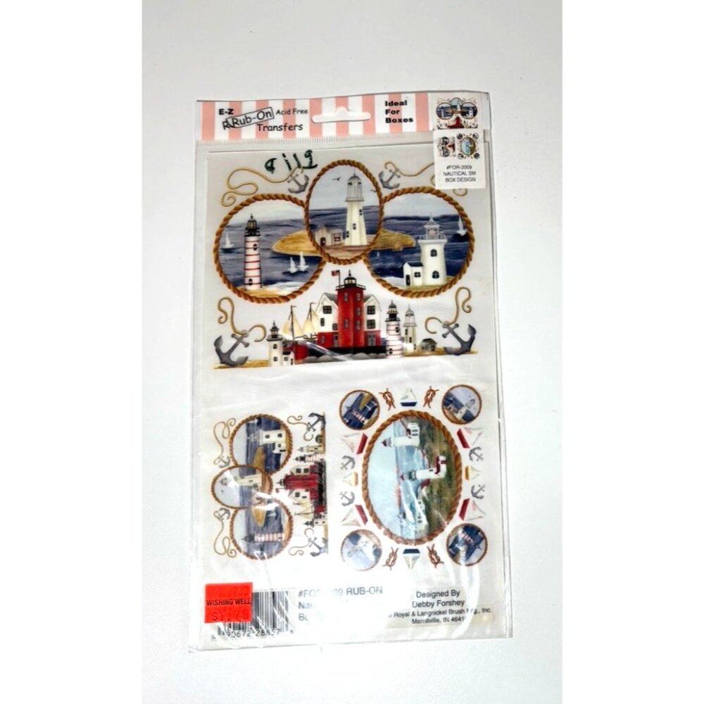 NAUTICAL RUB-ON TRANSFERS Lighthouses & Anchors NEW